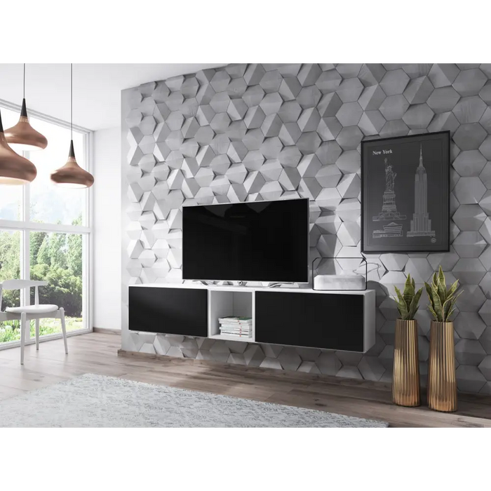 Cama living room furniture set ROCO 10 (2xRO3 + RO6) white/white/black - Modern wall unitsMES-NOW<<<Wall