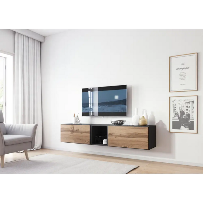 Cama living room furniture set ROCO 10 (2xRO3 + RO6) antracite/wotan oak - Modern wall unitsMES-NOW<<<Wall