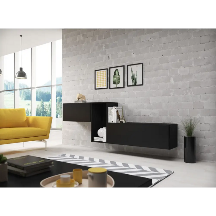 Cama living room furniture set ROCO 11 (RO1 + RO3 + RO4) black/black/black - Modern wall unitsMES-NOW<<<Wall