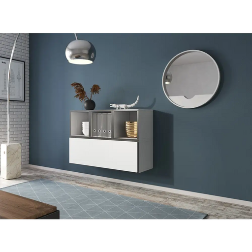 Cama living room furniture set ROCO 12 (RO1 + 3xRO6) white/black/white - Modern wall unitsMES-NOW<<<Wall