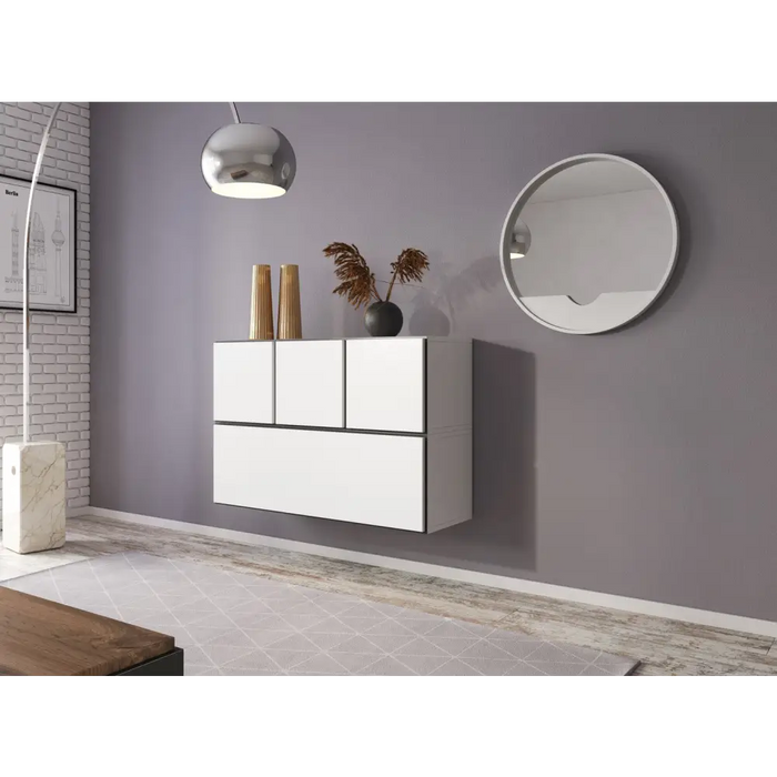 Cama living room furniture set ROCO 13 (RO1 + 3xRO5) white/black/white - Modern wall unitsMES-NOW<<<Wall