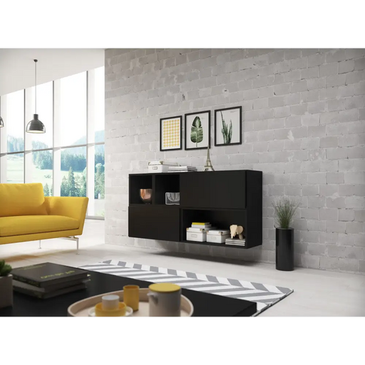 Cama living room furniture set ROCO 15 (RO4 + 2xRO3 + 2xRO6) black/black/black - Modern wall unitsMES-NOW<<<Wall