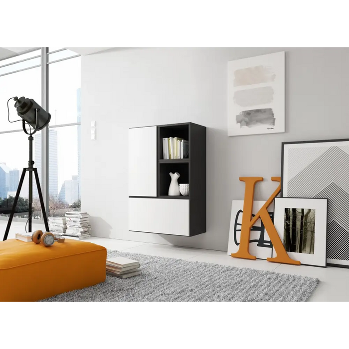 Cama living room furniture set ROCO 17 (2xRO3 + 2xRO6) black/black/white - Modern wall unitsMES-NOW<<<Wall