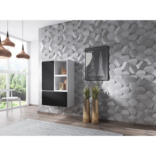 Cama living room furniture set ROCO 17 (2xRO3 + 2xRO6) white/white/black - Modern wall unitsMES-NOW<<<Wall