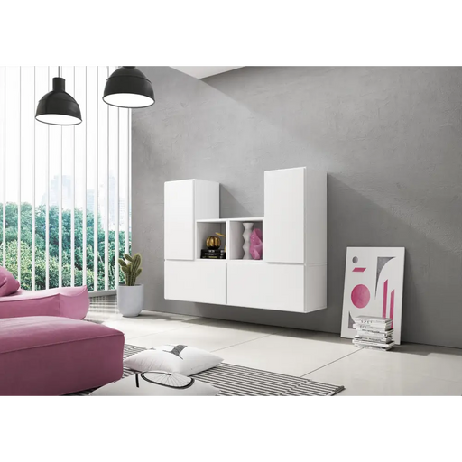 Cama living room furniture set ROCO 18 (4xRO3 + 2xRO6) white/white/white - Modern wall unitsMES-NOW<<<Wall
