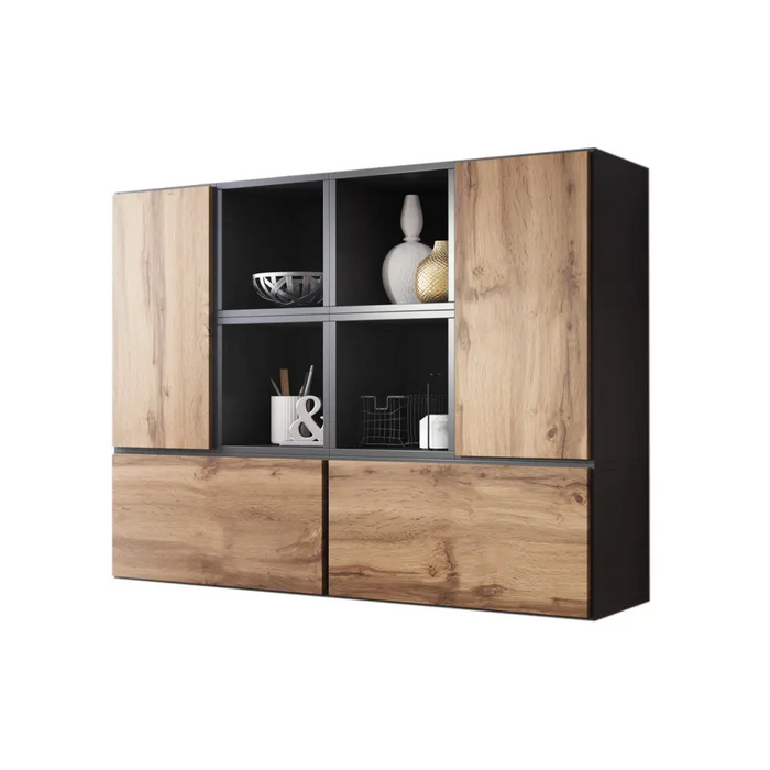 Cama living room furniture set ROCO 19 (4xRO3 + 4xRO6) antracite/wotan oak - Modern wall unitsMES-NOW<<<Wall
