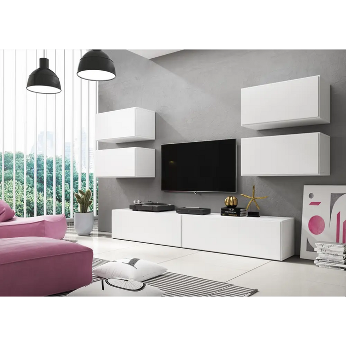 Cama living room furniture set ROCO 2 (2xRO1 + 4xRO3) white/white/white - Modern wall unitsMES-NOW<<<Wall