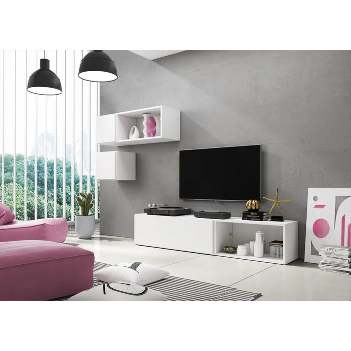 Cama living room furniture set ROCO 5 (RO1 + 2xRO4 + 2xRO5) white/white/white - Modern wall unitsMES-NOW<<<Wall