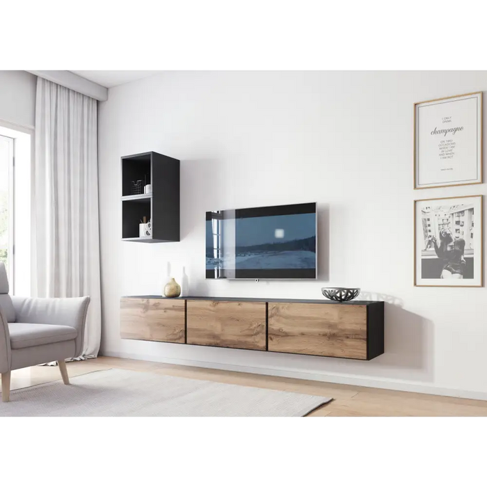 Cama living room furniture set ROCO 7 (3xRO3 + 2xRO6) antracite/wotan oak - Modern wall unitsMES-NOW<<<Wall