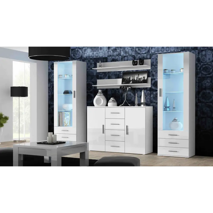 Cama living room sideboard UNI WHITE white/white gloss - Chests of drawers made of furniture