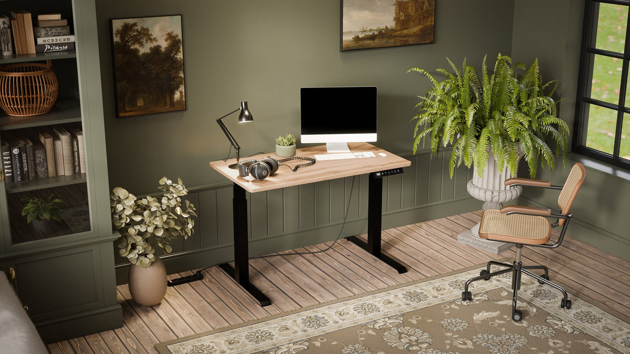 Desk with electric height adjustment MOON 121x67x72-120 black/tan