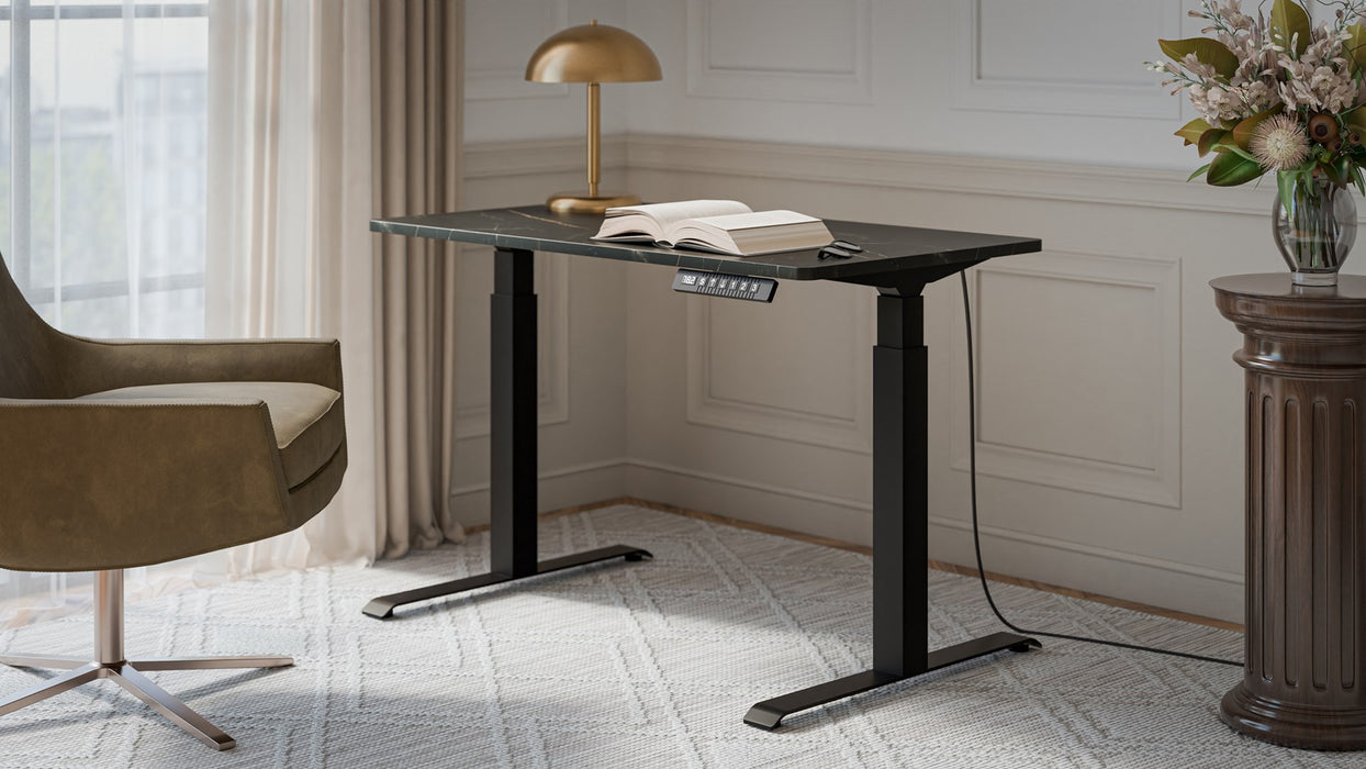 Desk with electric height adjustment MOON 121x67x72-120 black/san sebastian