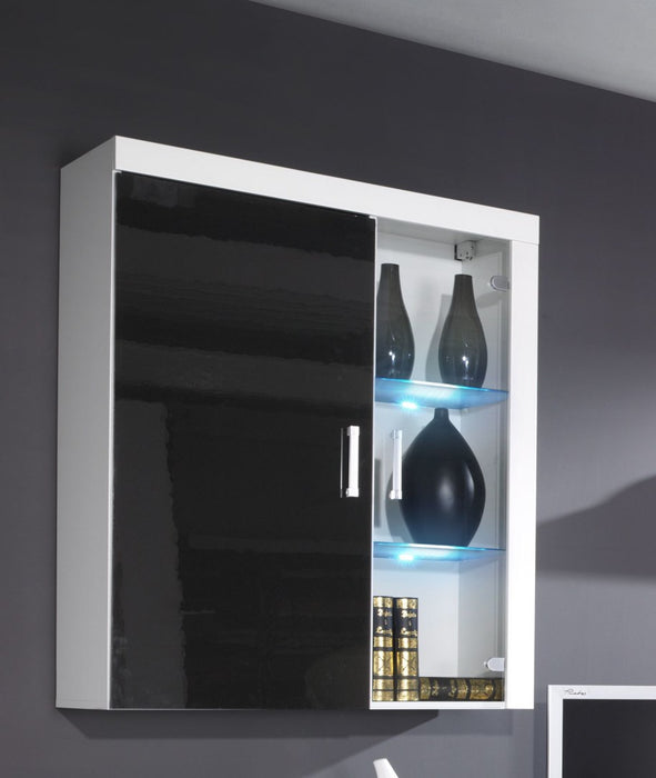 Cama hanging display cabinet SAMBA white/black gloss