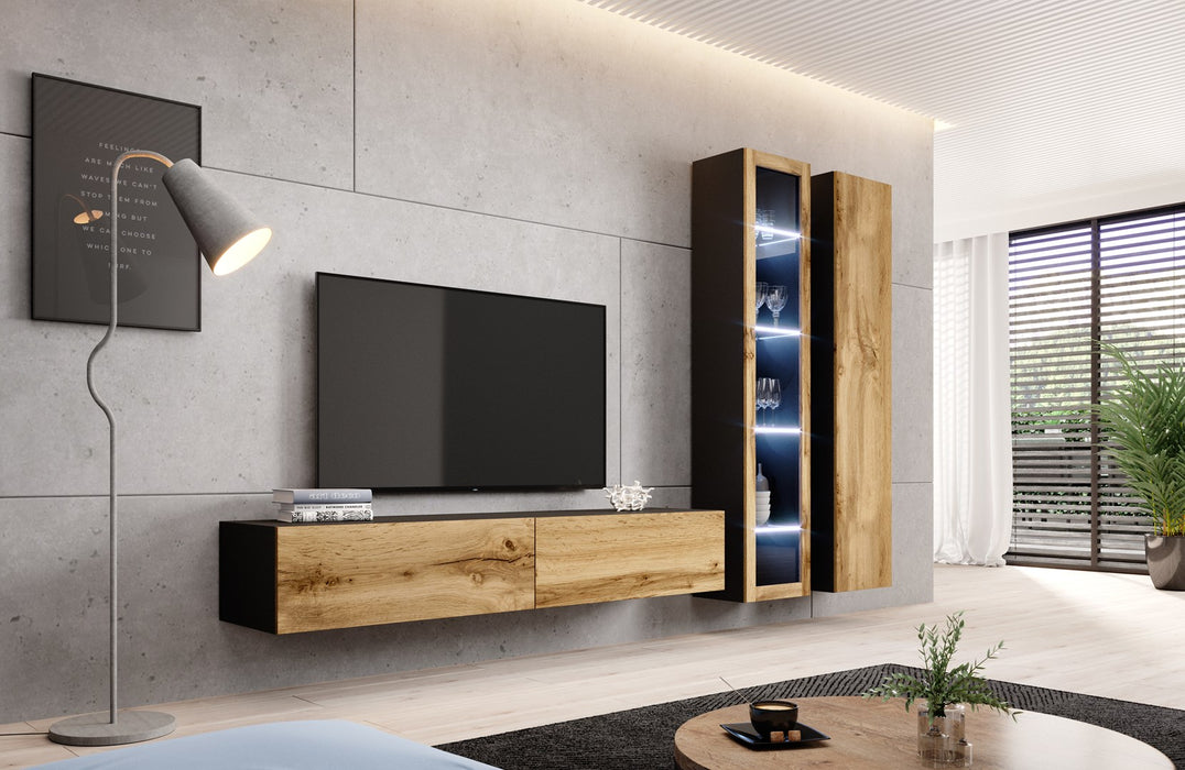 Cama glass-case VIGO '180' 180/40/30 black/wotan oak