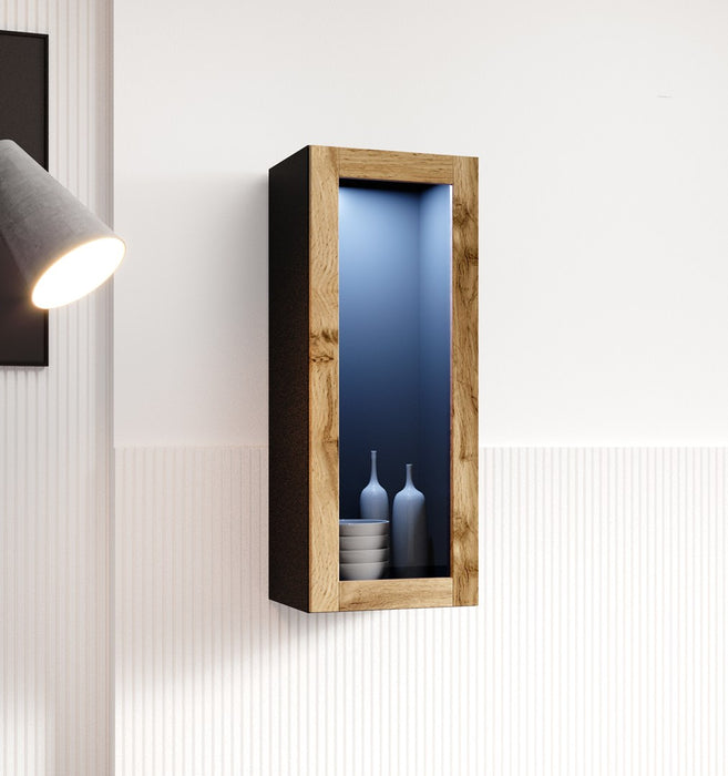 Cama cabinet VIGO "90" glass 90/35/32 black/wotan oak