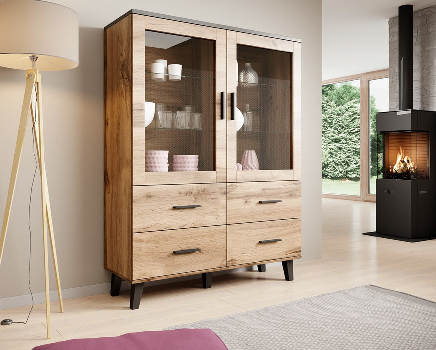 Cama display cabinet LOTTA 2D4D wotan oak + mat black
