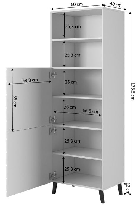Cabinet ABETO 60x40x176.5 cm gloss black/black