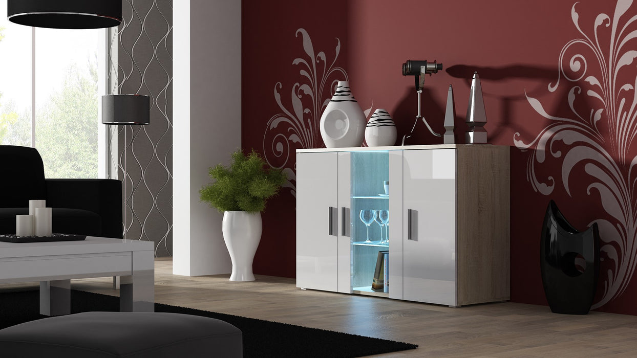 Cama sideboard 120 cm SOHO S7 sonoma oak/white gloss