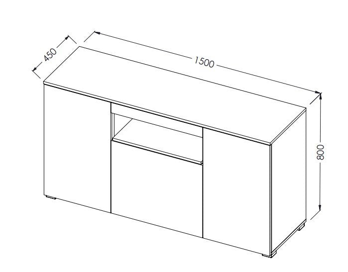 Cama sideboard VIVA 150 white/white gloss + sonoma oak