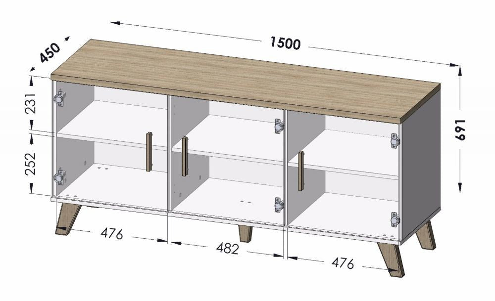 Cama sideboard LOTTA 150 3D wotan oak + mat black
