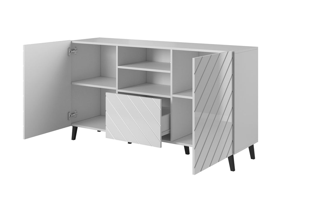 ABETO chest of drawers 150x42x82 white glossy