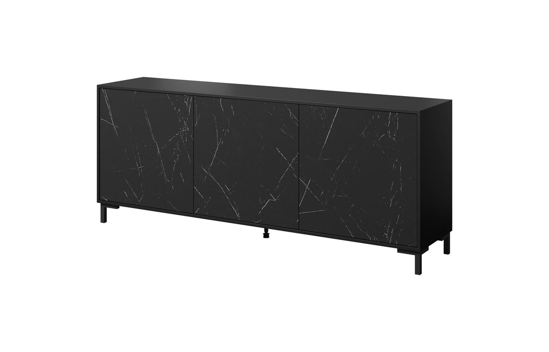 MARMO 3D chest of drawers 200x45x80,5 cm matte black/marble black