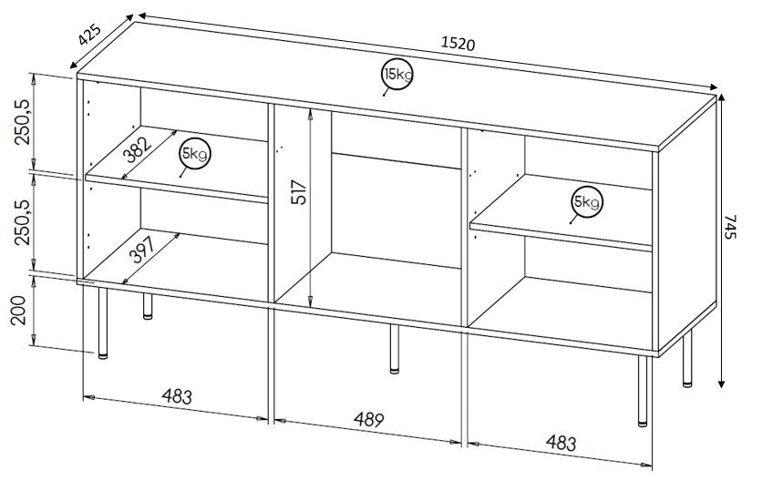 HOLE chest 152x42.5x74.5 cm matte black