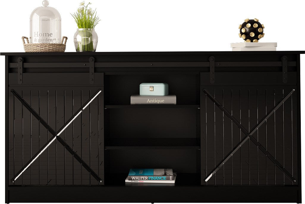 Chest of drawers 160x80x35 GRANERO black/black gloss