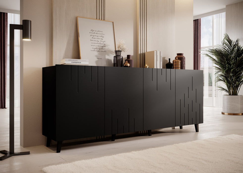 BARI chest of drawers 200x42x82 black matt