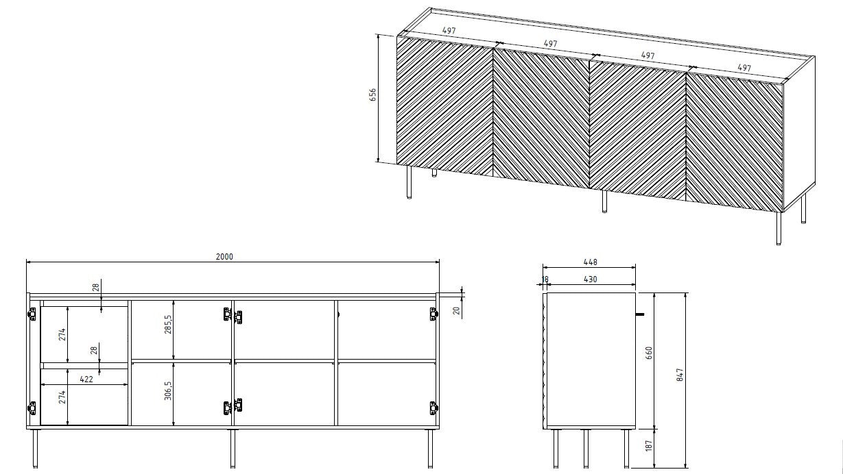 4D2SZ ONDA chest of drawers 200x45x85 black