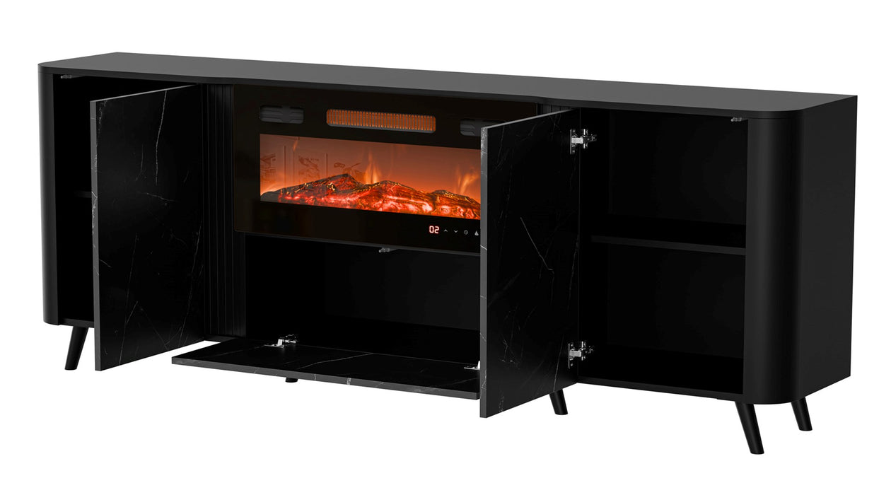 Cama Volare chest of drawers 200 x 39 x 75 cm black/san sebastian + fireplace