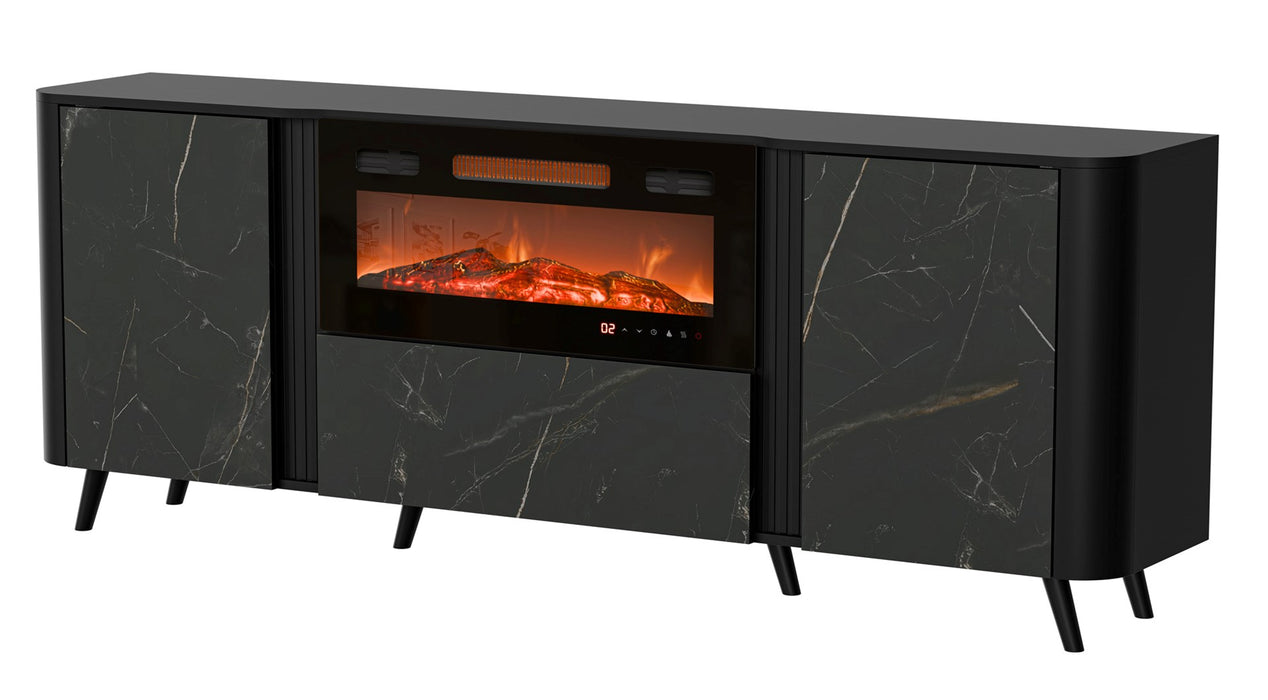 Cama Volare chest of drawers 200 x 39 x 75 cm black/san sebastian + fireplace