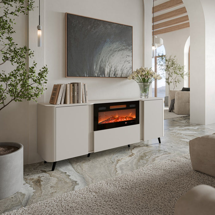 Cama Volare chest of drawers 200 x 39 x 75 cm cashmere + fireplace