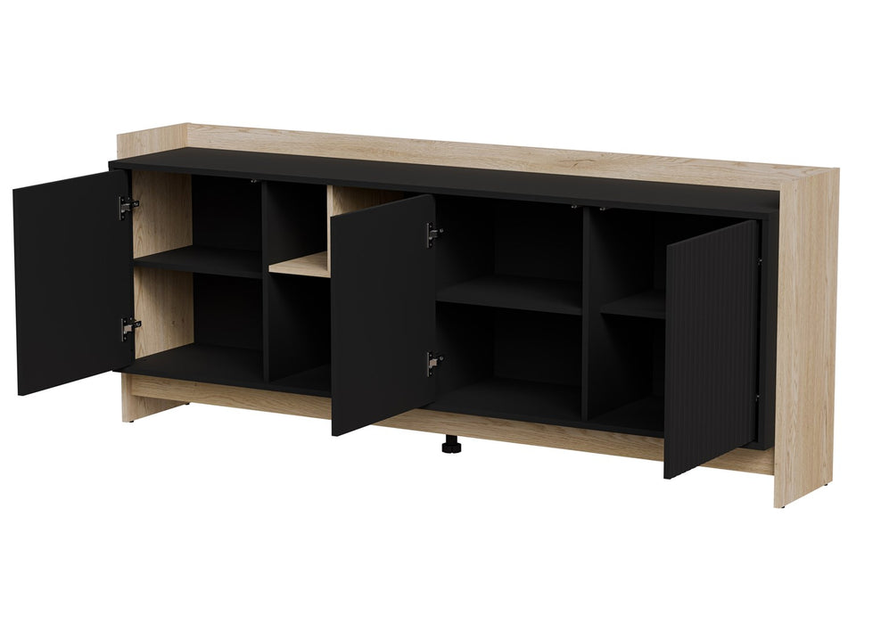 Cama PORTO 3D chest of drawers 190x38x77 oak/black