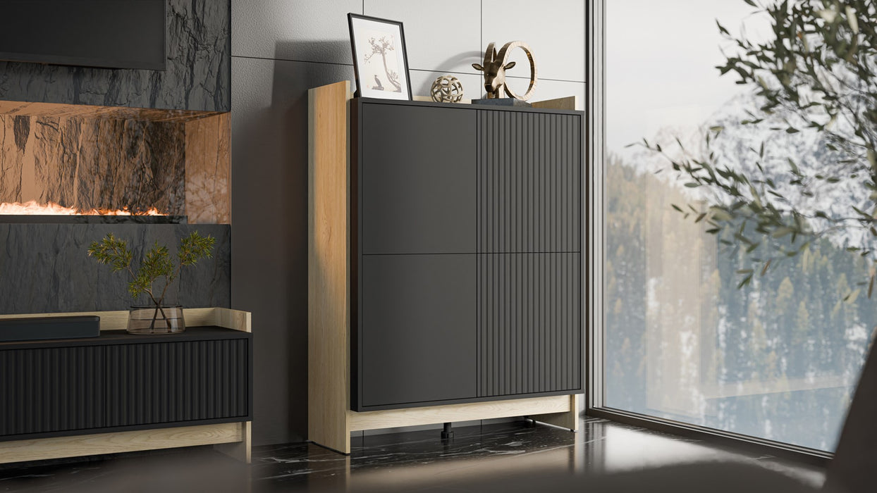 Cama PORTO chest of drawers 100x38x130 oak/black