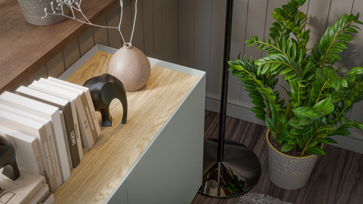 Cama FELLINI chest of drawers 200x40x70 olive + oiled oak top