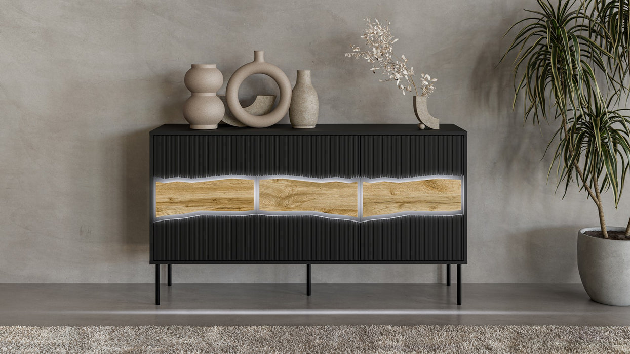 Cama INSERTO 3D chest of drawers 143.5x40x80 black + LED