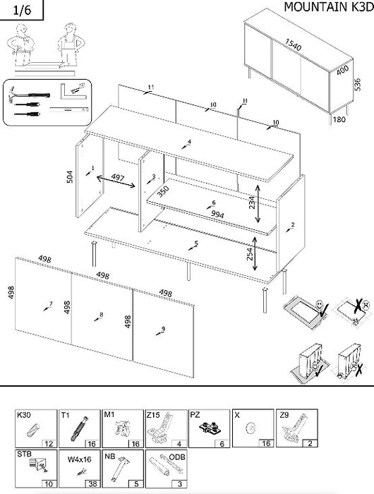 Cama 3D MOUNTAIN chest of drawers 154x40x72 black + gold
