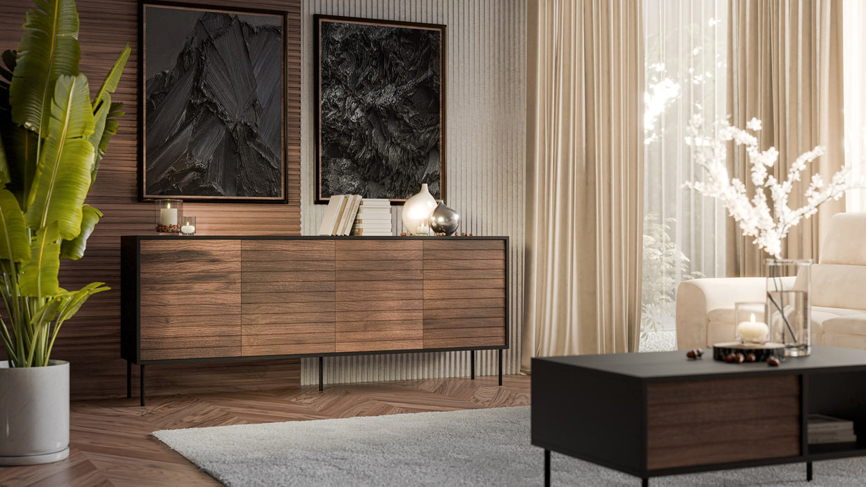 Cama 4D CORTINA chest of drawers 200x40x81 black/walnut