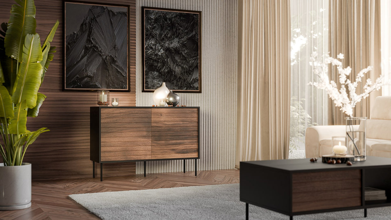 Cama CORTINA 1D3S chest of drawers 120x40x81 black/walnut