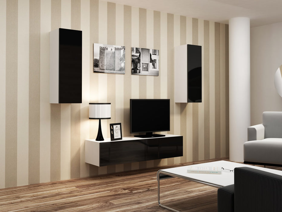 Cama Living room cabinet set VIGO 7 white/black gloss