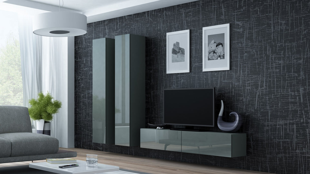 Cama Living room cabinet set VIGO 9 grey/grey gloss