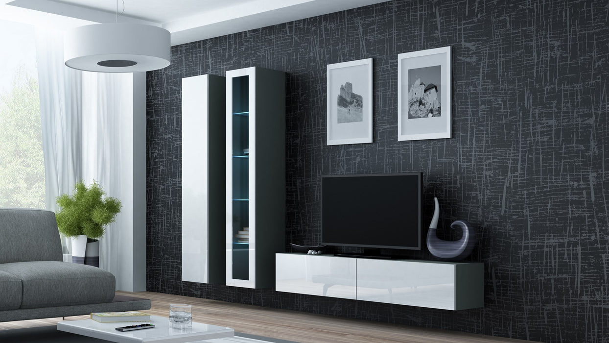 Cama Living room cabinet set VIGO 10 grey/white gloss