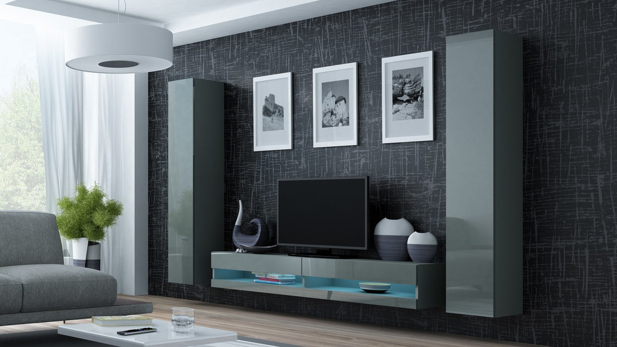 Cama Living room cabinet set VIGO NEW 4 grey/grey gloss