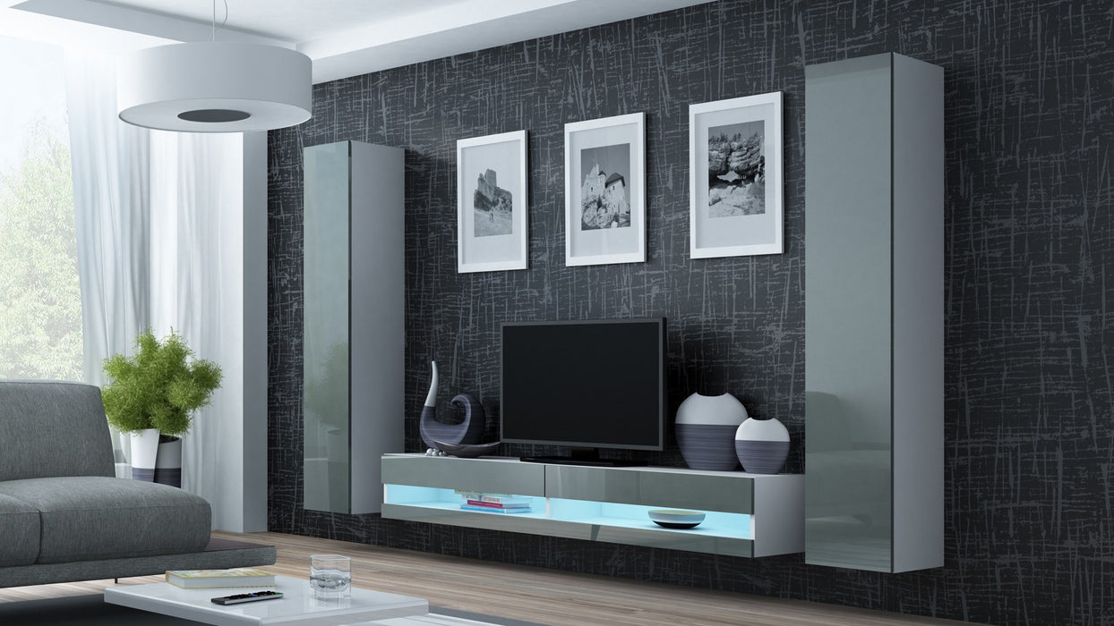 Cama Living room cabinet set VIGO NEW 4 white/grey gloss
