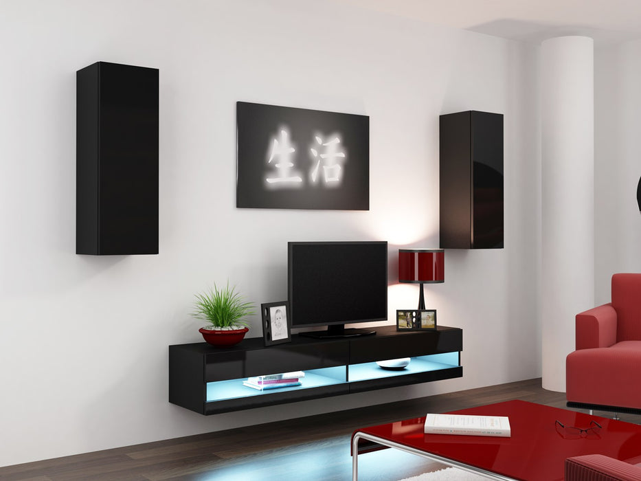 Cama Living room cabinet set VIGO NEW 10 black/black gloss
