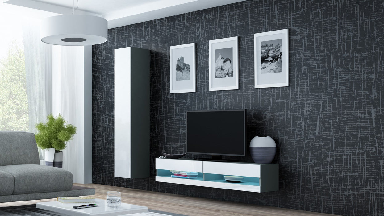 Cama Living room cabinet set VIGO NEW 13 grey/white gloss