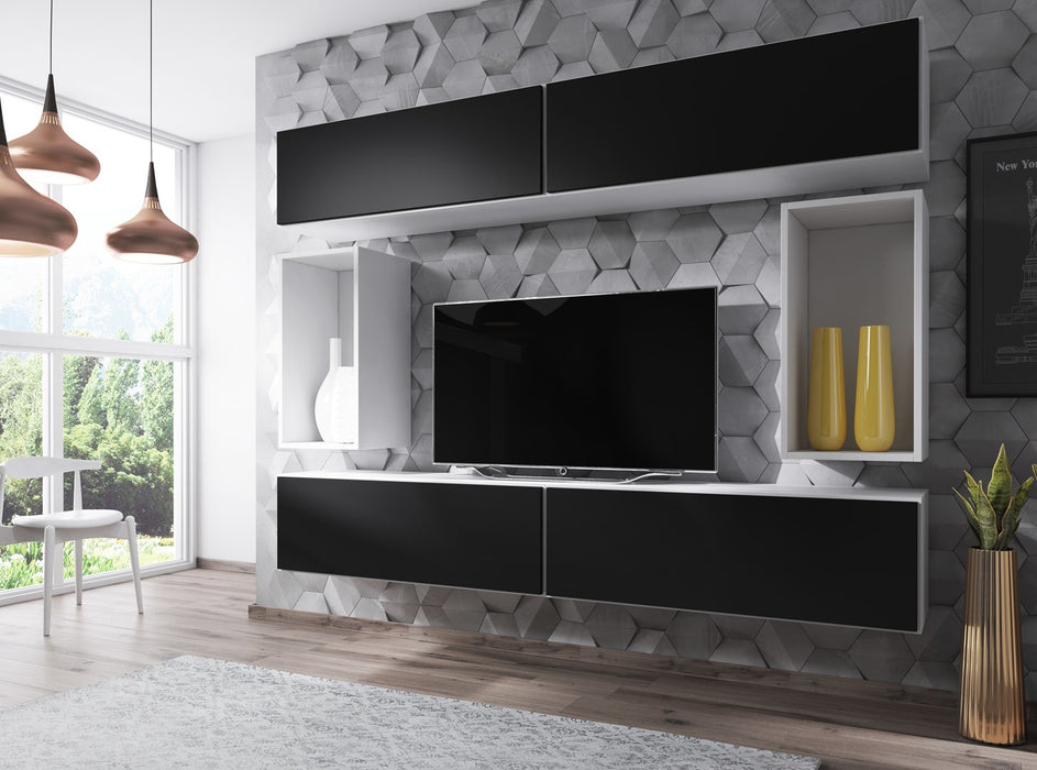 Cama living room furniture set ROCO 1 (4xRO1 + 2xRO4) white/white/black