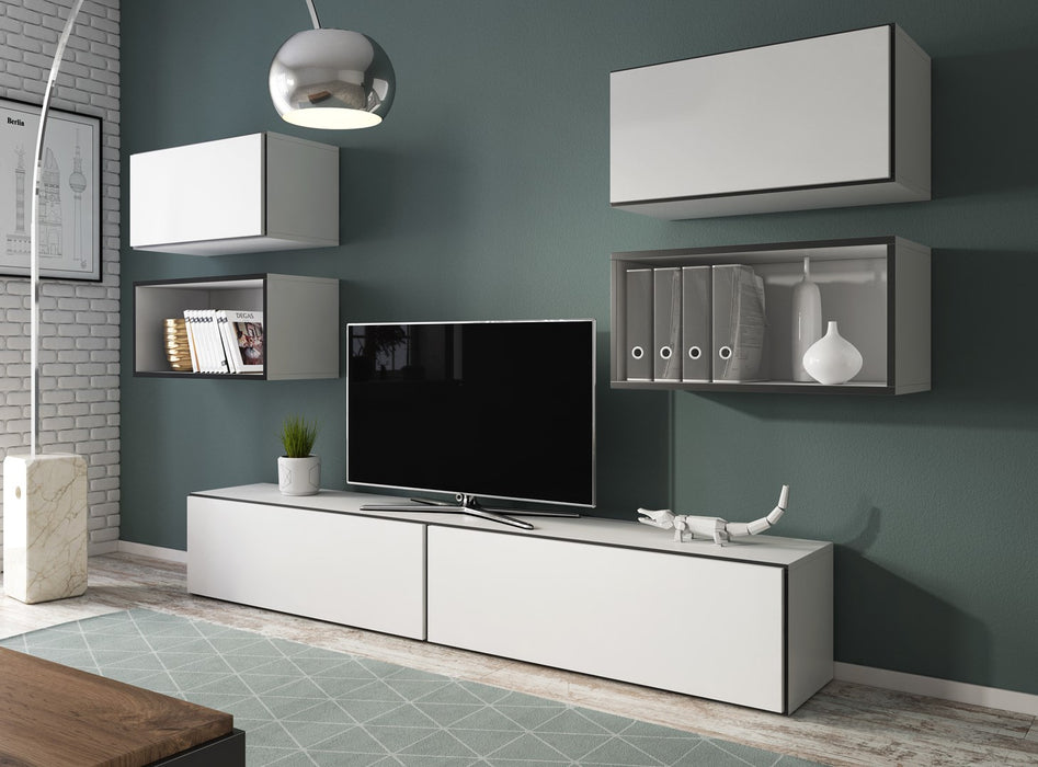 Cama living room furniture set ROCO 3 (2xRO3+2xRO4+2xRO1) white/black/white
