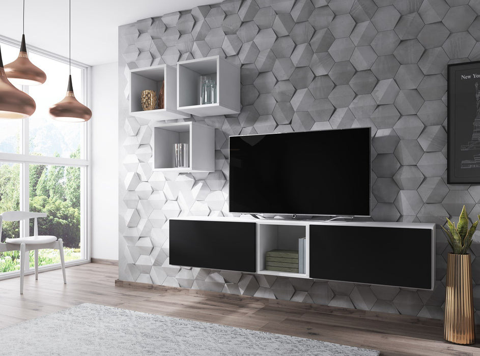 Cama living room furniture set ROCO 8 (2xRO3 + 4xRO6) white/white/black